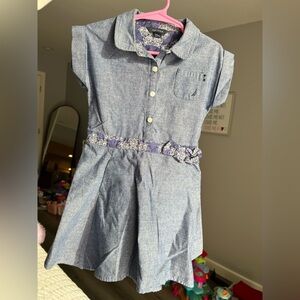 Nautica Toddler Girl Dark Blue Denim Short Sleeve Collared Dress Size 4T GUC